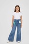 Stoned and Bow Detail Flared Jean Pants (Ages 5-8)
