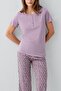 Women's 50% Cotton 50% Modal Capri Pajama Set – Button-Up Short Sleeve Top and Patterned Capri - 3