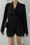 Black Sevilla Lace Detail Jacket Shorts Set - 6