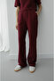 Burgundy Sedaris Padded Shoulders T-Shirt and Pants Set - 4