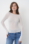 Kayık Yaka Soft Stretchy Soft Fabric Long Sleeve Ecru Blouse 116
