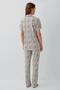 Women's Cotton Modal Pajama Set – Button down Short Sleeve Shirt Collar and Long Bottom, Striped - 3