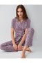 Women's 50% Cotton 50% Modal Boxed Shirt Pajama Set – Buttoned Short Sleeve Top and Dese