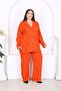 Plus Size Woven Viscose Jacket and Trousers Set, Comfortable Fit, Orange, Stylish Combination, Sizes 46-56 - 5