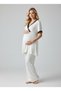 New Season Ecru Lace Detailed Summer Special Design 100% Cotton Maternity Dressing Gown Pajama Set - 7