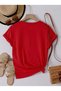 Unisex Red Leopard Heart and Butterfly Printed Crew Neck T-Shirt - 2