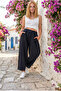 Women's Muslin Fabric, Elastic Waist, Pocketed Comfortable Fit Pants - Black 3416352
