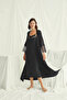 Women'S, Black, Viscose Piece, Low-Cut, Collar and Sleeves, Lace Piece Dressing Gown Set