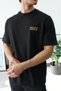 Men's Black Regular Crew Neck Golden Hour Embroidered T-Shirt