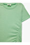 Glittery Short Sleeve Crew Neck Ruched Cropped T-Shirt - 3
