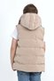 Boy's Hooded Puffer Vest Beige-Cream Zippered Pocketed Thick Padded Winter Vest 10-15 Years Old - 8