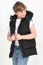 Boy's Black Hooded Multi-Pocket Puffer Vest with Zipper and Snap Fasteners 10-15 Years Old - 6