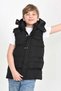 Boy's Black Hooded Multi-Pocket Puffer Vest with Zipper and Snap Fasteners 10-15 Years Old - 7
