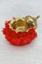 Red Floral Mirrored Velvet Henna Night Tray Basket Bridal Set, Engagement Wedding Promise Circumcision - 5