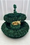 Emerald Green Floral Mirrored Velvet Henna Night Tray Basket Bridal Set, Engagement Wedding Wedding Ceremony Circumcision - 3