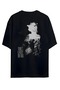 Unisex Oversized Black T-Shirt with Horse Figure Detail