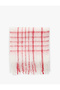 Soft Textured Checkered Tassel Long Scarf - 2