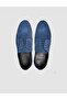 Blue Genuine Calf Leather Leather Lace-Up Men's Shoes - 4