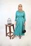 Ghaba- Elegant wrinkle free maxi dress with top down buttons and detachable belt- Emerald Green