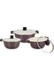 Cast Aluminium Ceramic Non Stick Cookware Set, Purple, 6 Piece