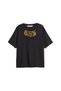 Gold Charm Printed Relaxed Fit Black Women's Tshirt