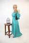 Ghaba- Elegant wrinkle free maxi dress with top down buttons and detachable belt- Emerald Green - 4