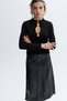 Women's Black Button Collar Detailed Ribbed Knit Sweater