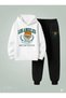 Kids Boys Hooded Los Angeles Printed 3 İplik Ş Brushed Inside Sweatshirt - Tracksuit Set