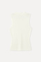 Women's Off-White Fitted V-Neck Sleeveless Sweater - 5
