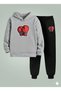 Kids Boys Hooded Set Glove Printed 3-Yarn Sha Brushed Inside Weatshirt - Sweatpants Set
