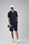 Trend Biz Regular Polo Neck Jacquard Shorts T-Shirt Bottom Top Set