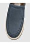 Navy Blue Genuine Leather Men's Loafer Shoes - 6