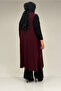 54005 Large Size Pati Pleated Giy Çık Vest - Claret Red - 6
