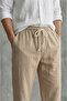 Men's Linen Muslin Pants Relaxed Fit Baggy Lightweight Summer Casual with Back Pockets - 3