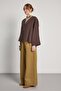Oversized Tie-Detail Premium Tencel Fabric Brown Women's Jacket 31011 - 6
