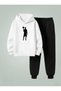 Boy's Hooded Top Turning Player Basketball Player Ba Printed İplik Şar Brushed Inside Eatshirt - Tracksuit Set