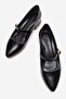 Stone Butterfly Buckled Pointed Toe Heeled Shoes Black Wrinkled - 8