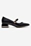 Stone Butterfly Buckled Pointed Toe Heeled Shoes Black Wrinkled - 2
