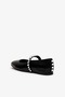 Mery Black Crystal Leather Women's Pearl Ballerinas - 3