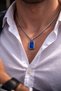 Men's Steel Necklace, Steel Necklace with Lapis Lazuli Natural Stone, Gift Necklace for Lover, Spouse, Father - 4