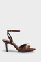 Women's Pointed Toe Ankle Strap Shoes with Sea Stone Detail, Daily Wear Heeled Shoes Marassi Brown Suede - 2