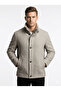 Men's Beige Casual Coat - Stylish Jacket with Wool Blend Zippers and Buttons