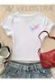 Women's Kelebek Printed Basic Daily Use Cropped T-Shirt