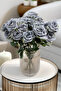 Artificial Flower 9-Piece Baghdad Rose Bunch 42 cm Anthracite Blue