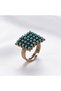 Bronze Jewelry Authentic Turquoise Stone Square Model Adjustable Vintage Women's Ring - 4