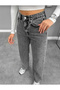 Siyahkaryıkama Palazzo Casual High Waist Smoked Wide Leg Boyfriend Jeans - 6