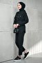 Black Bel Tie-Detail Pocketed Jacket and Trousers Denim Suit - 3