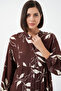Women's Patterned Long Hijab Dress 2585 - F.Brown - 3