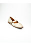 5003 Beige Leather With Scarf Women Ballet Flats