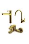 Domino Gold Dish Basin-Bathroom-Sink Faucet Set of 3 971008-971518-971538